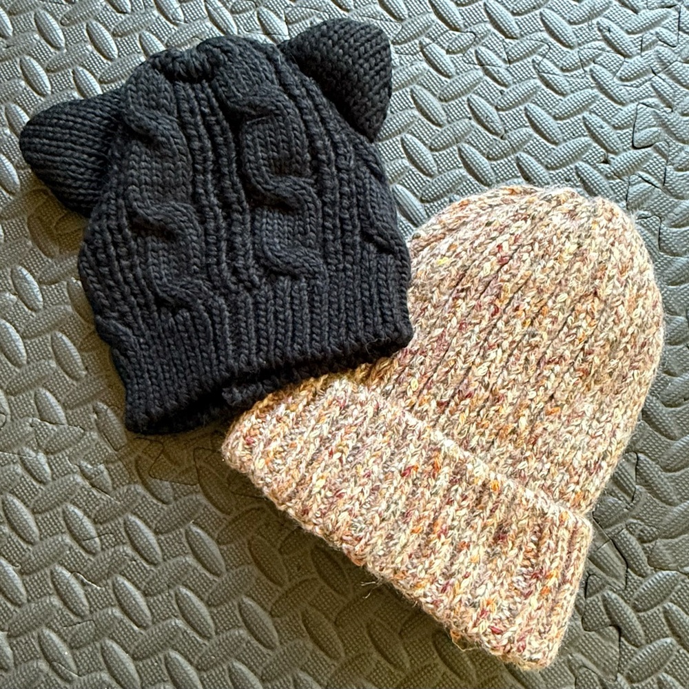 Cat Ear & Neutral Toned Chunky Knit Beanies